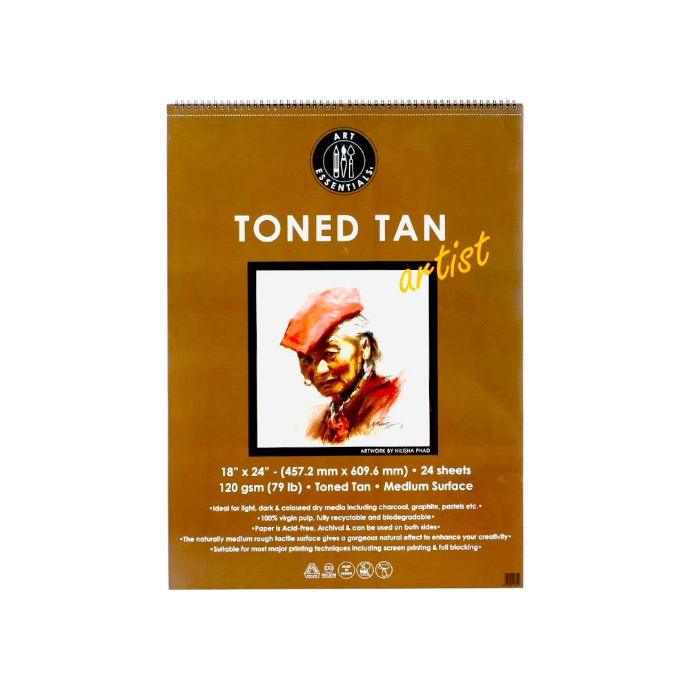 Art Essentials Toned Tan Artist Sketching Paper Medium Surface ,120 GSM-Spiral Pad Art Essentials